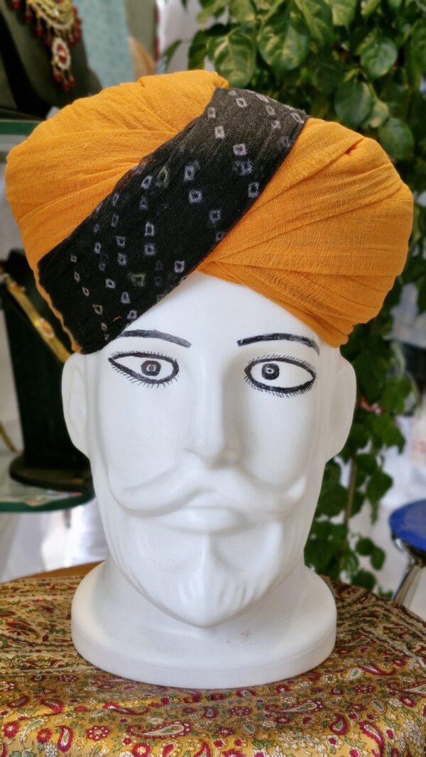 Jaisalmeri Cotton Safa Yellow Black Single Patta