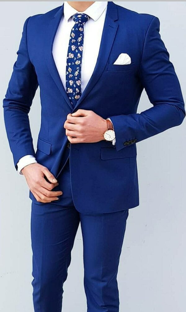 V Cut Blue Suit